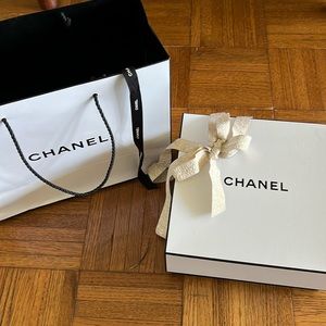 Authentic Chanel box, bag, and ribbon set